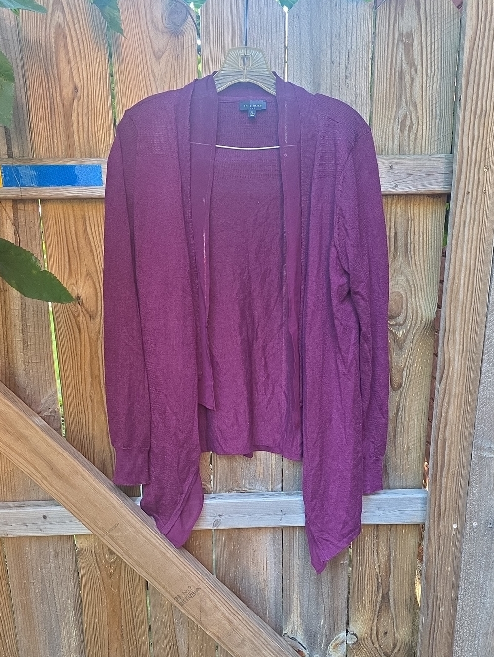 Rich Plum Open-Front Draped Cardigan